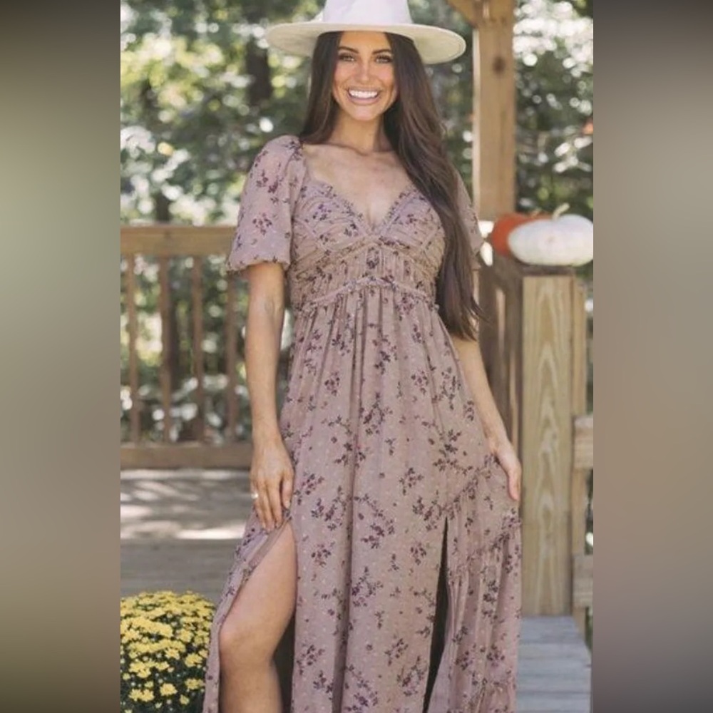 Floral Mauve Maxi Dress